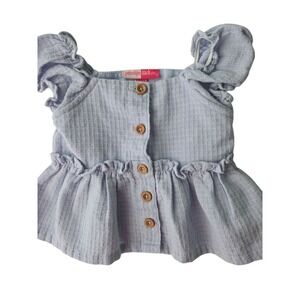 Penelope Mack Baby Blue Waffle‎ Knit Ruffle Peplum Top Girls Size 12 MONTHS